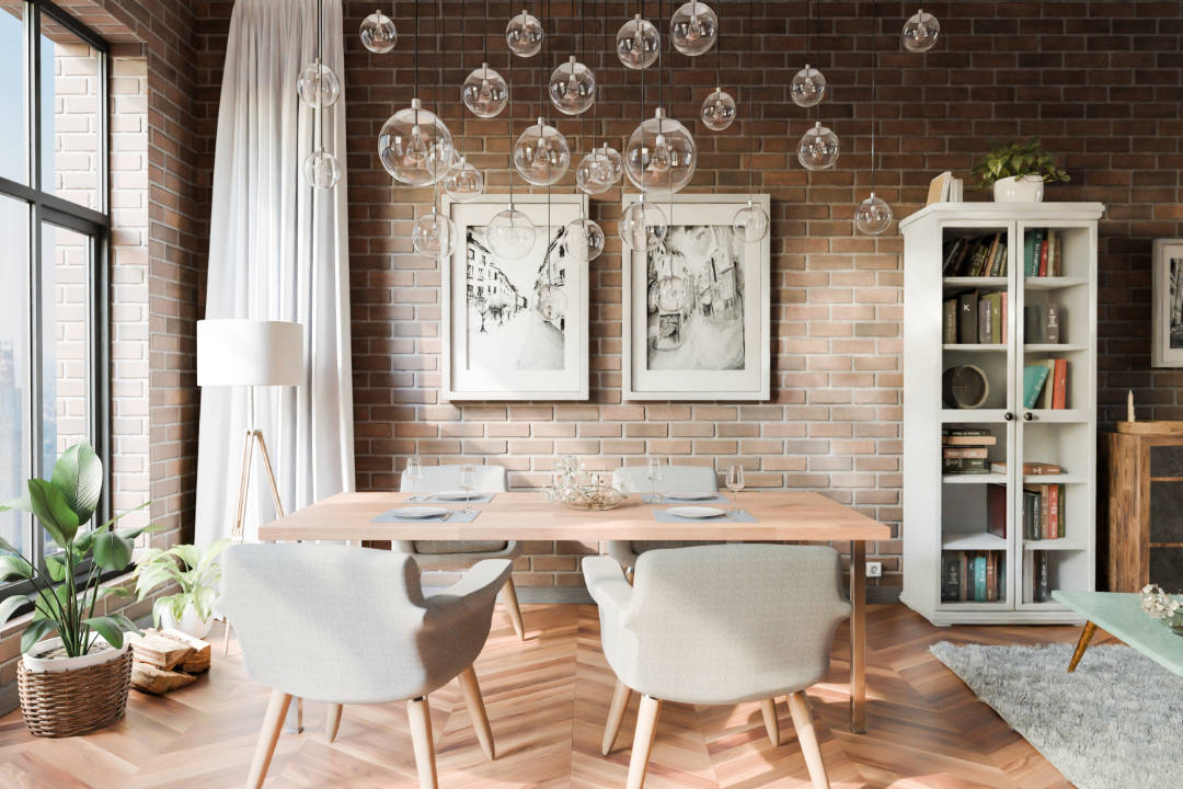 Salón elegante con mesa y sillas